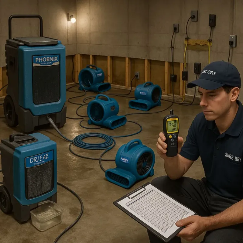 Structural Drying and Dehumidification process in New Roads, LA
